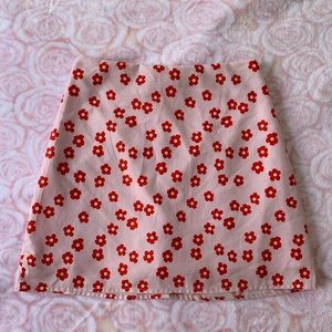 **MUST GO** Pink Flower High Waisted Mini Skirt